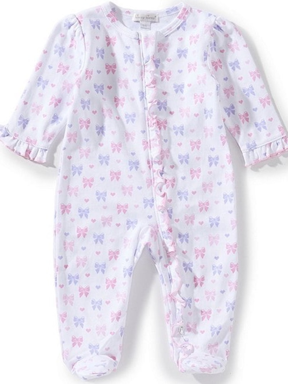 Kissy Kissy Pink & Purple Bow Print Footed Baby Sleeper